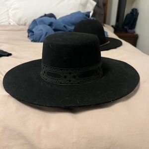 Lack Of Color Black Lace-Trimmed Hat